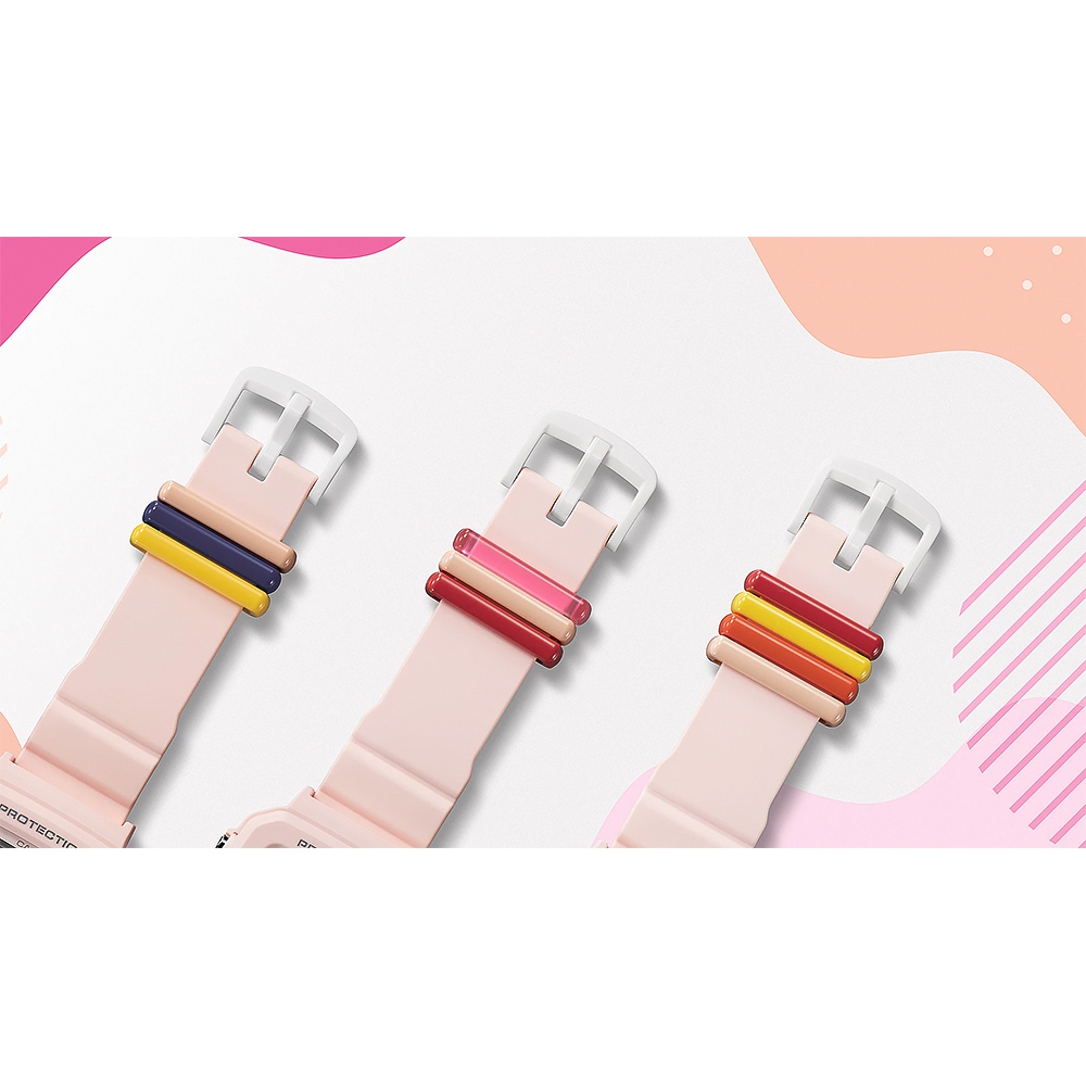 CASIO 卡西歐 BABY-G 隨附6個繽紛錶帶環 像素動畫手錶 BGD-10L-4, , large