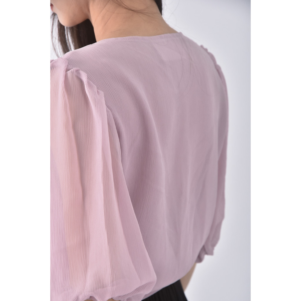 (M) lululalla韓牌質感V領粉色長袖上衣二手衣, , large