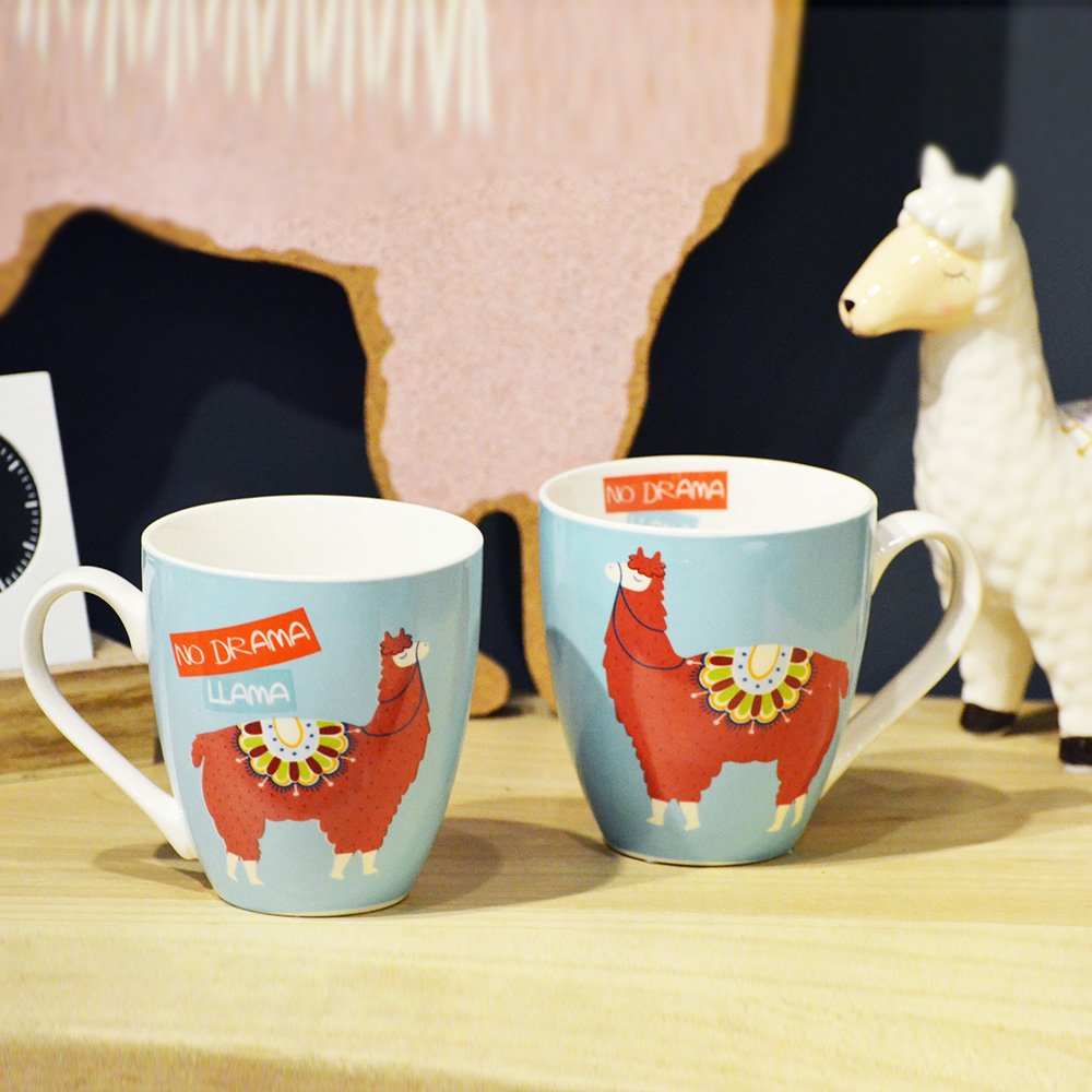 2-Piece Alpaca Pattern Ceramic Mug Se, , large