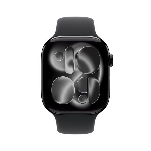 Apple Watch S11 GPS 42mm 曜石黑色鋁金屬錶殼搭黑色運動錶帶 S/M _ 台灣公司貨 + 專用【錶貼 ＆ 錶套】, , large