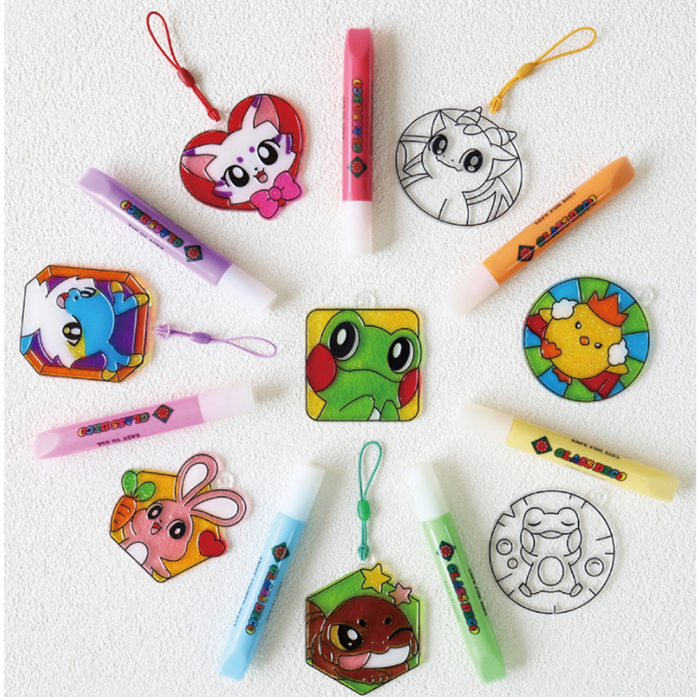 【韓國AMOS】10色HUERI&FRIENDS 模型版DIY玻璃彩繪組, , large