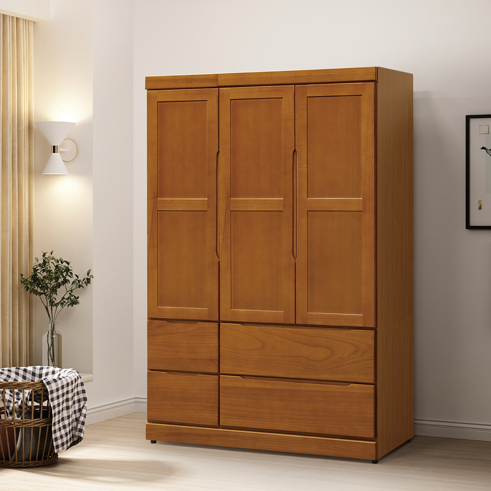 【唯熙傢俱】錢錢樟木色4x6尺衣櫃, , large