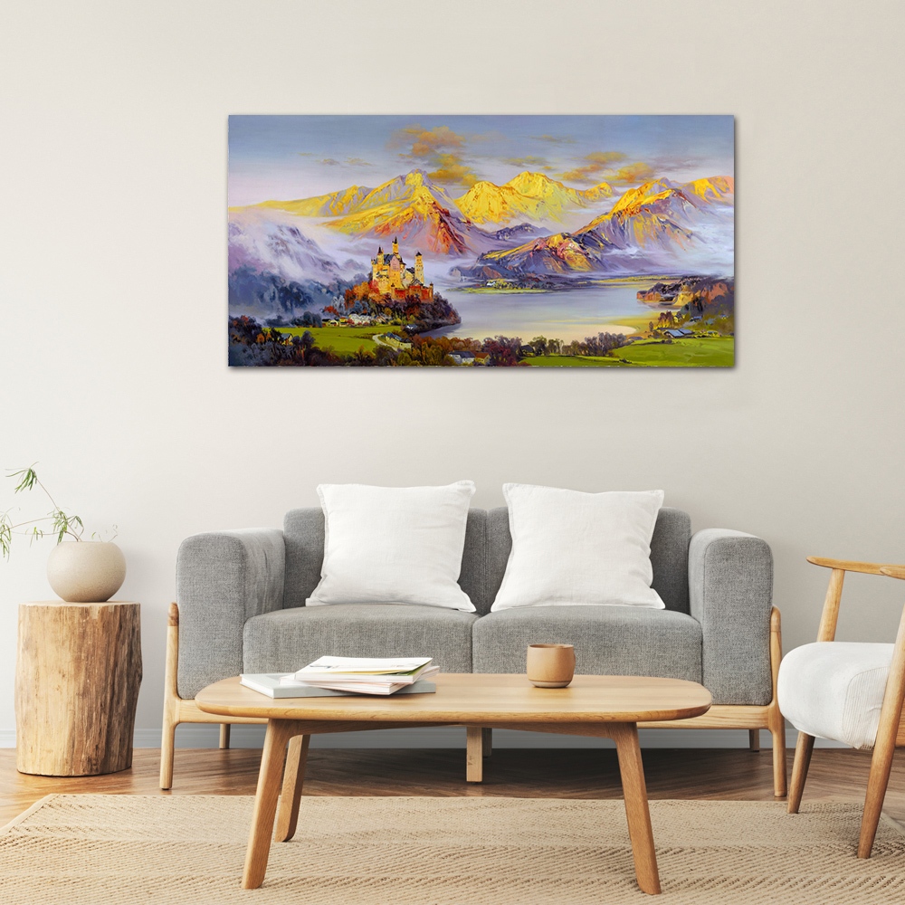 【御畫房】金山城堡 國家一級畫師手繪油畫60×120cm(VF-122), , large