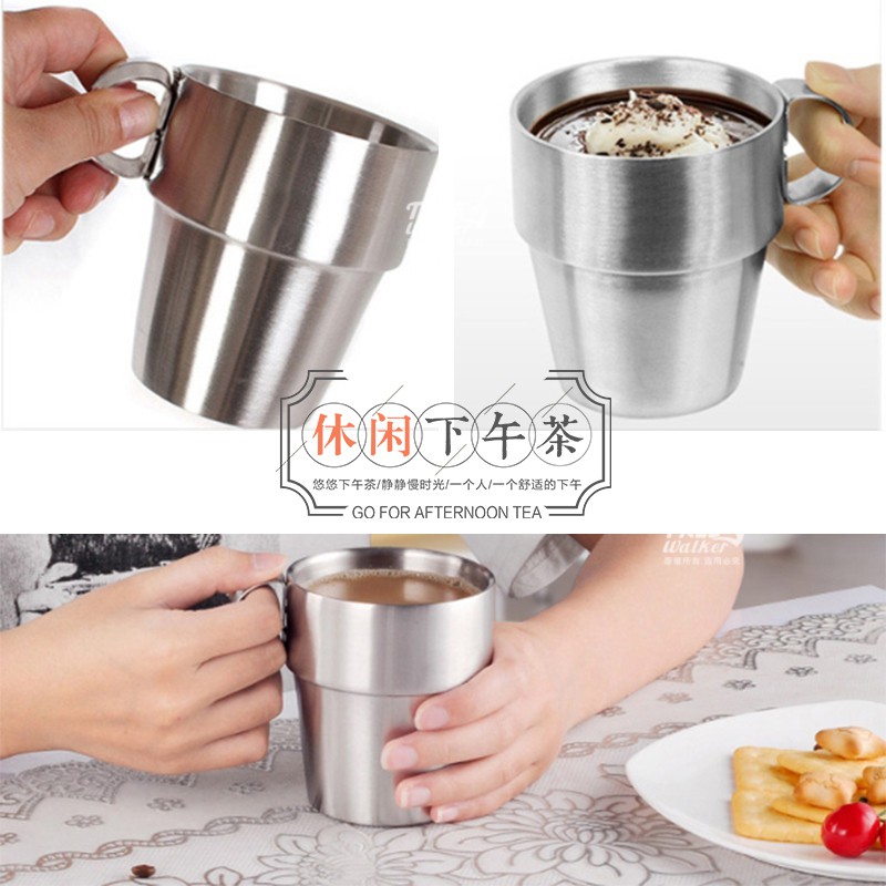 【Treewalker露遊】304不銹鋼咖啡杯(含架)4入, , large