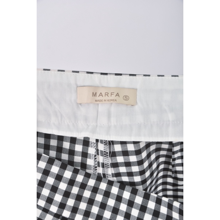 (S) marfa韓牌高腰格紋黑色長褲二手衣, , large