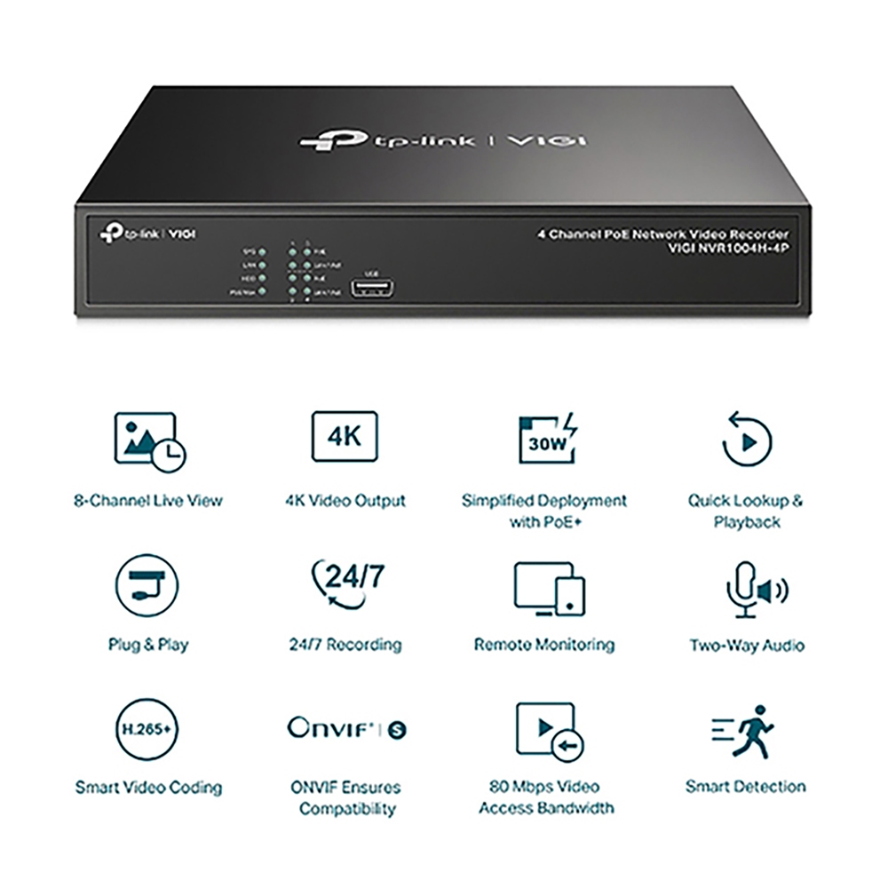 TP-LINK 昌運監視器組合 VIGI NVR1004H-4P 4路主機+VIGI C330 3MP 網路攝影機*4, , large
