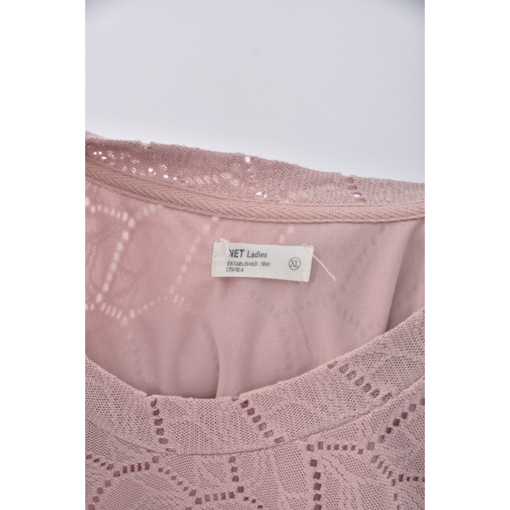 (S) net圓領粉色長袖上衣二手衣, , large