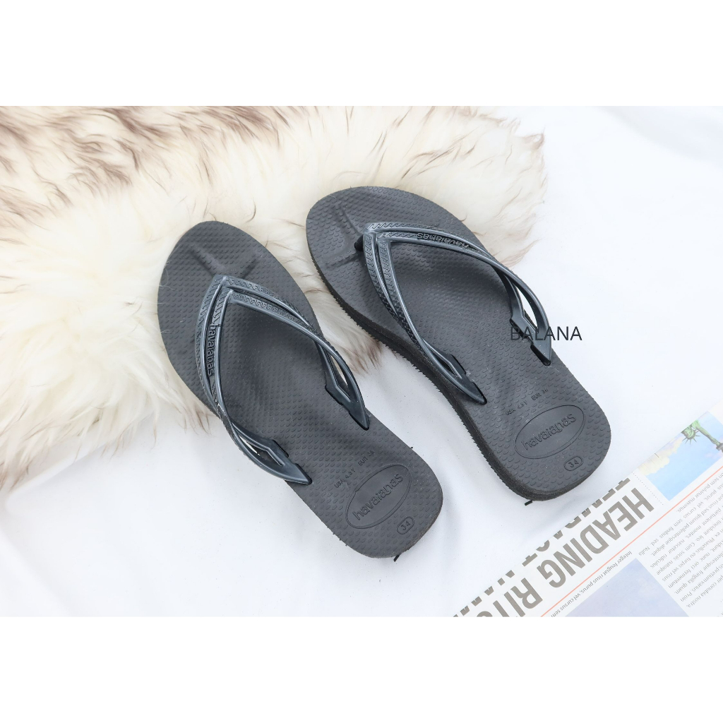 [巴拉娜巴西人字拖專賣店]中壢實體店面 Havaianas哈瓦仕 厚底夾腳拖/人字拖鞋 WEDGES 3cm 厚底 黑色 女款 沙灘 海灘 海邊, , large
