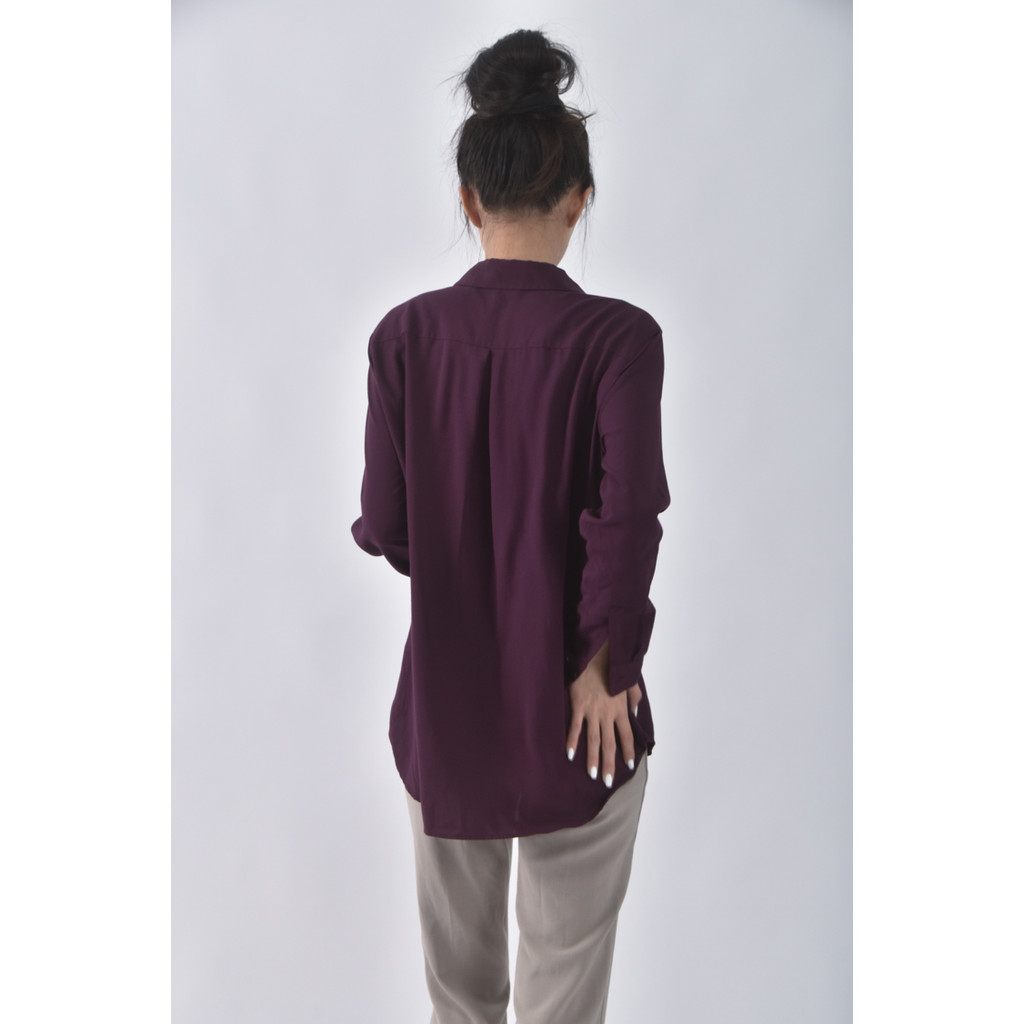 (L) uniqlo簡約紫色襯衫上衣二手衣, , large