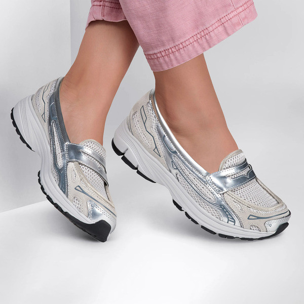 Kixpress-Skechers 思克威爾 Var-City 女 休閒鞋 樂福鞋 Y2K 舒適 穿搭 銀 灰 [159305SIL], , large