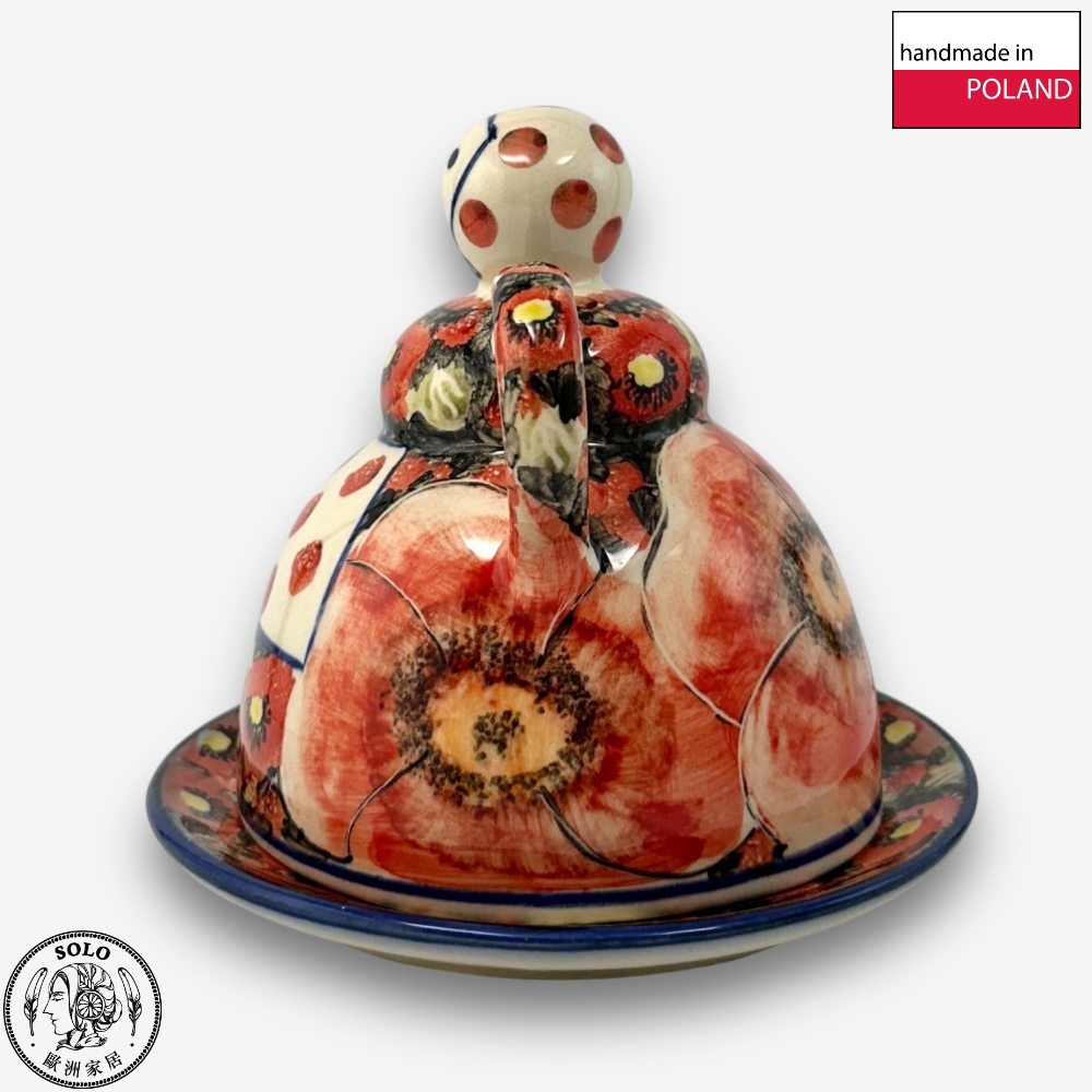 【SOLO歐洲家居】波蘭製 Cerraf 波蘭陶 14cm 起司娃娃 奶油盅/點心盤 赤霞花語系列, , large