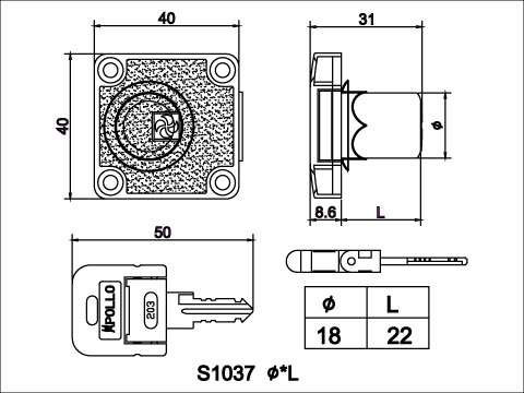 【協進五金】抽屜鎖 鉻色, , large