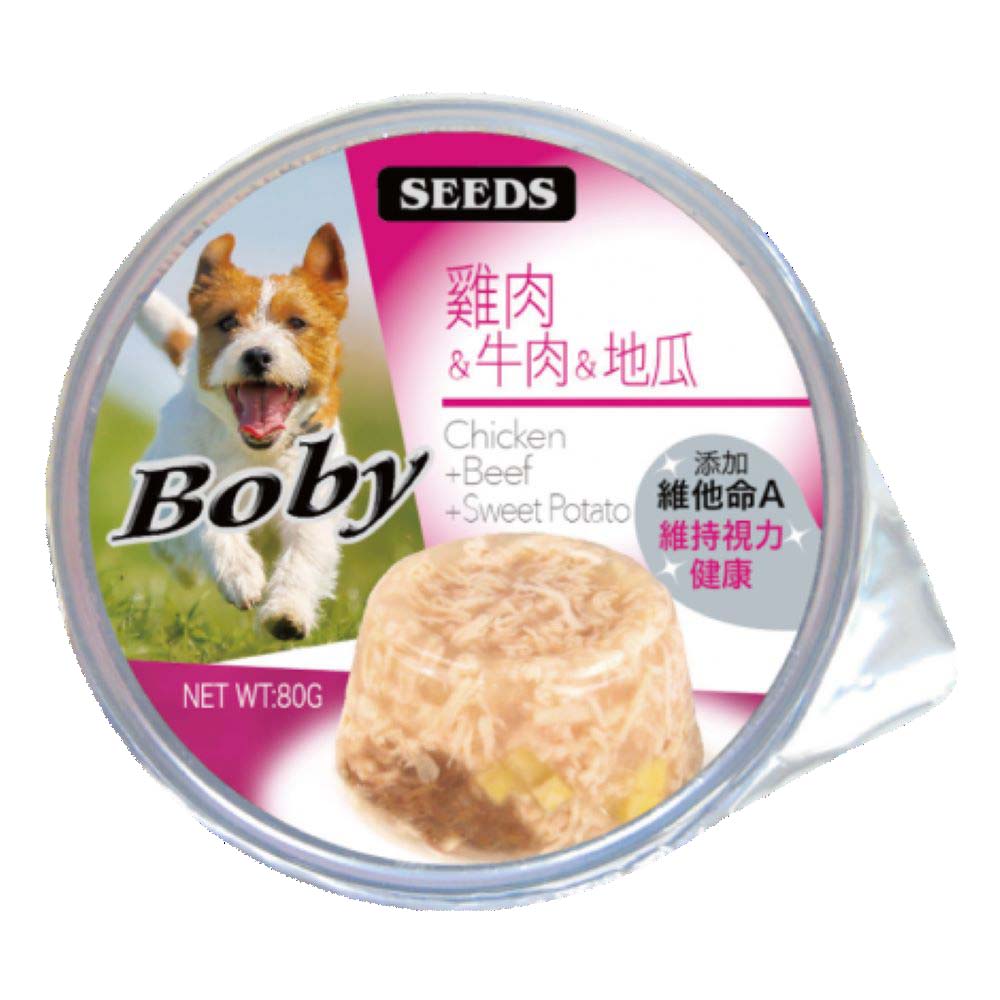 【拉拉寵物小舖】seeds 惜時 狗罐頭 Boby 狗罐頭 機能愛犬餐罐 雞肉+牛肉+地瓜85g*24瓶, , large