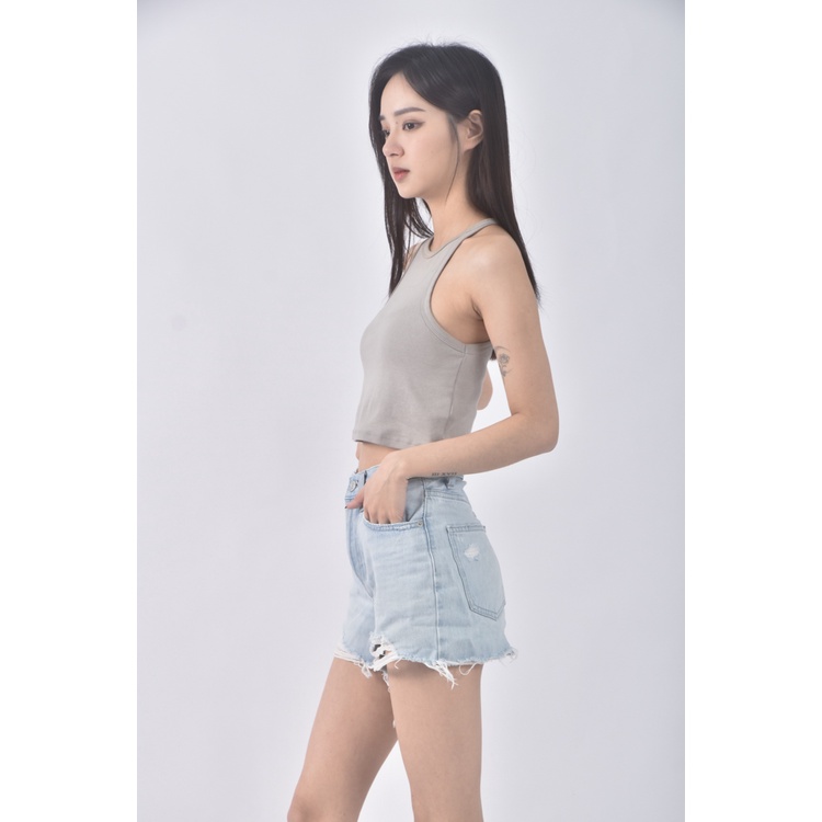 (S) uniqlo jeans丹寧牛仔棉質刷破純棉藍色短褲二手衣, , large