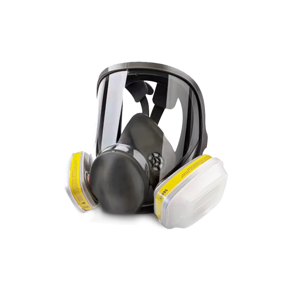 台灣現貨！6800全罩防毒面具 雙罐式 5N11濾棉 防塵 6001濾盒濾毒罐 呼吸道防護 護目鏡 防塵N95 非3M, , large