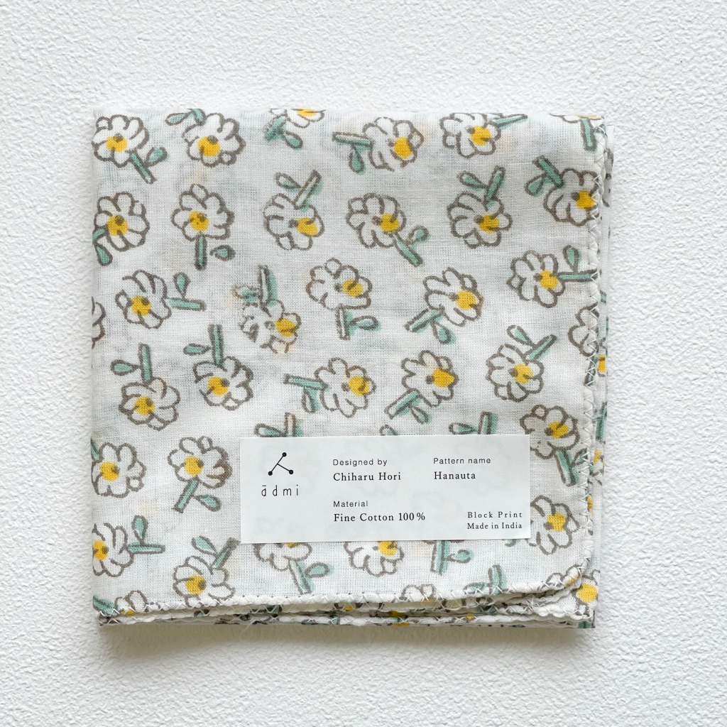 日本設計/印度製造 admi 全棉 方形 45x45 cm 手帕 手巾 (Hanauta 06), , large