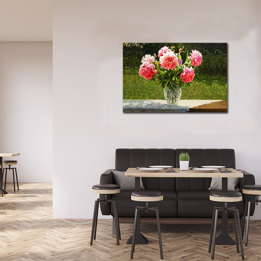 【御畫房】牡丹花 國家一級畫師手繪油畫60×90cm(VF-19), , large