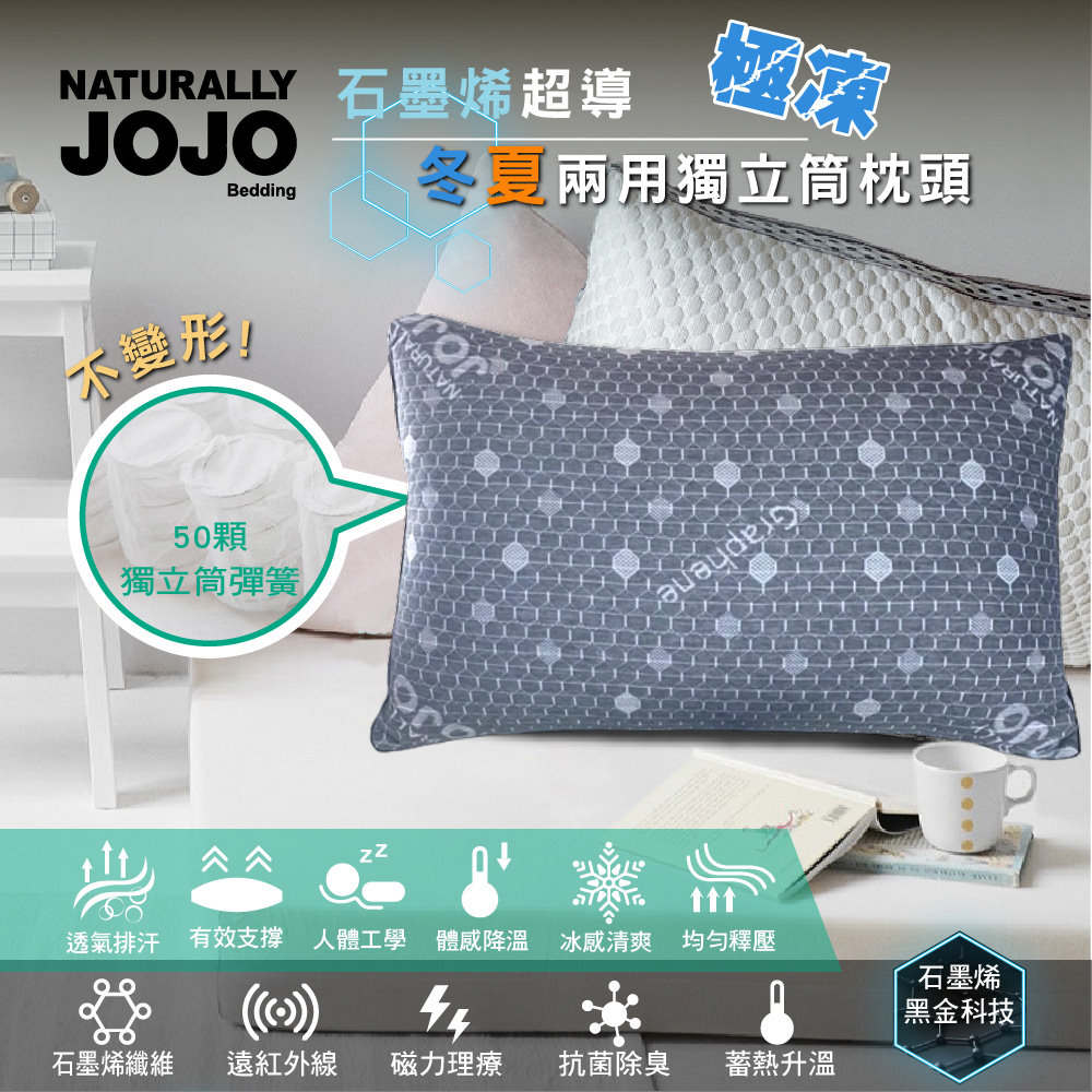 【眠棉屋】【NATURALLY JOJO】石墨烯超導冬夏兩用獨立筒枕, , large