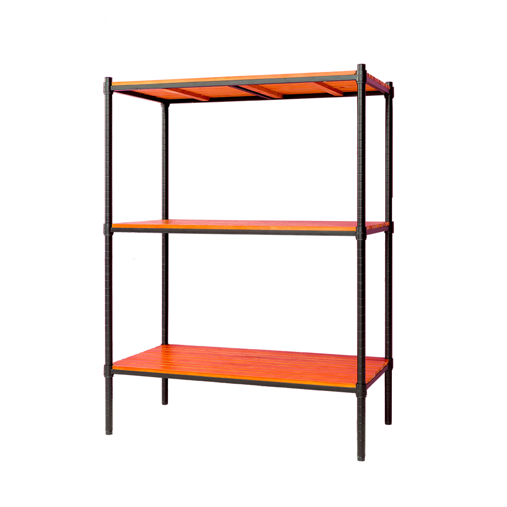 【Y HOUSE】90x45x120cm pine three-layer storage rack rack iron rack - black teak
