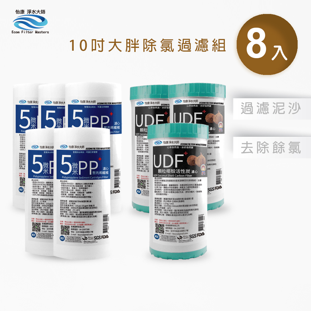 【怡康淨水】10吋大胖 二道式濾心組, , large