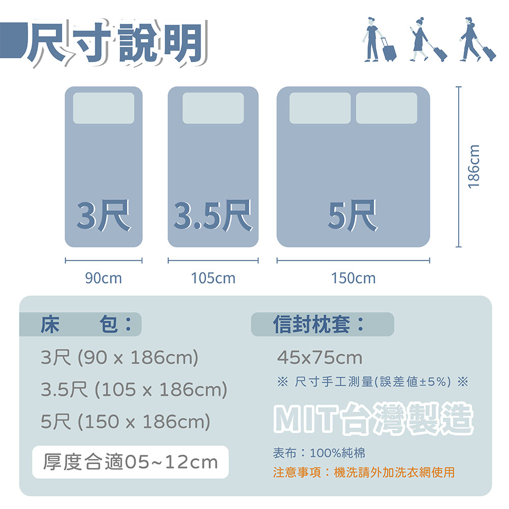 ［熊棉］三折床墊專用舒柔床包組, , large