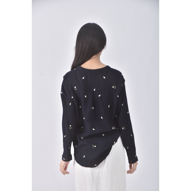 (M) trend collection繡花藍色長袖上衣二手衣, , large