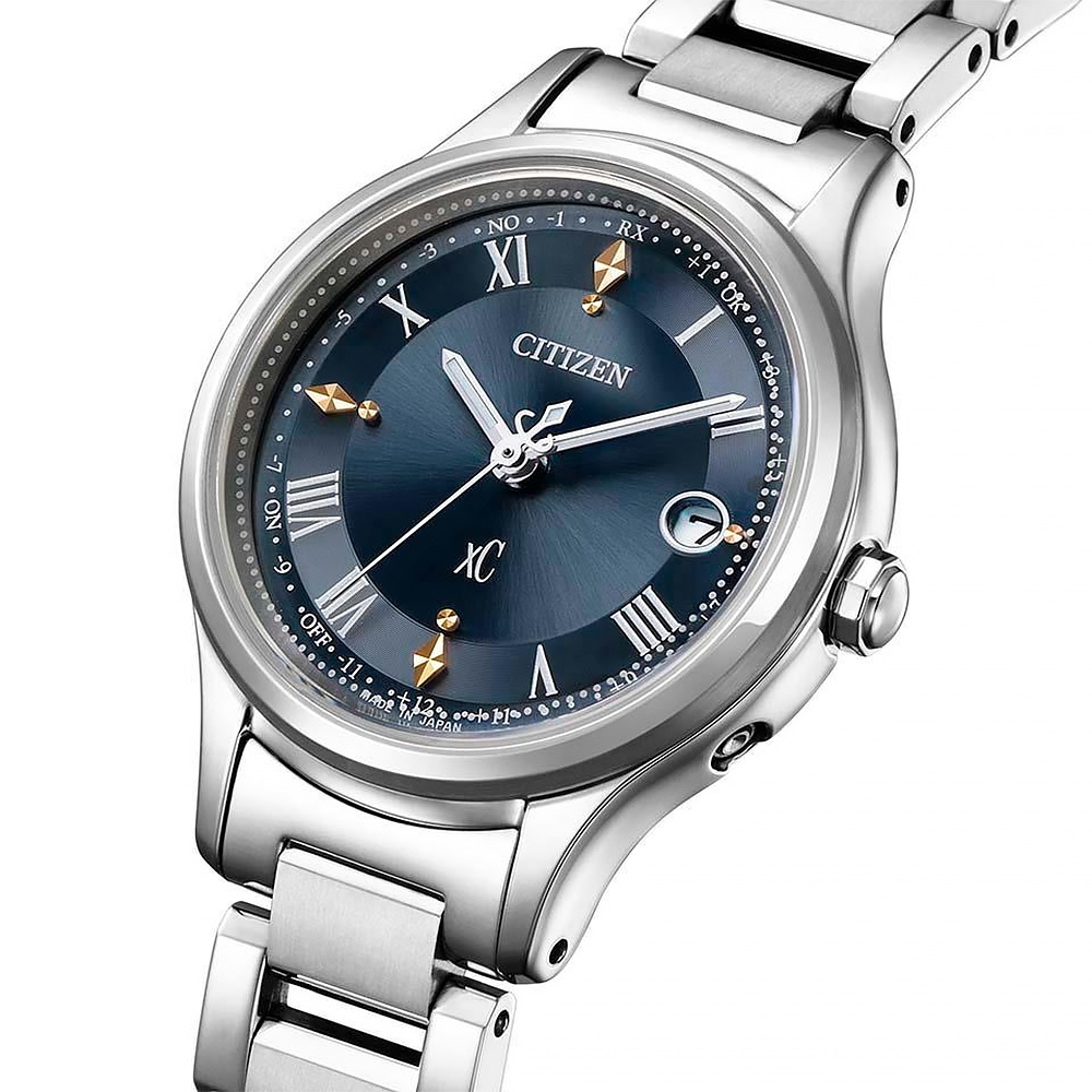 CITIZEN 星辰 XC 輕奢光 深邃藍 超級鈦 光動能電波女錶 ES9490-61L, , large