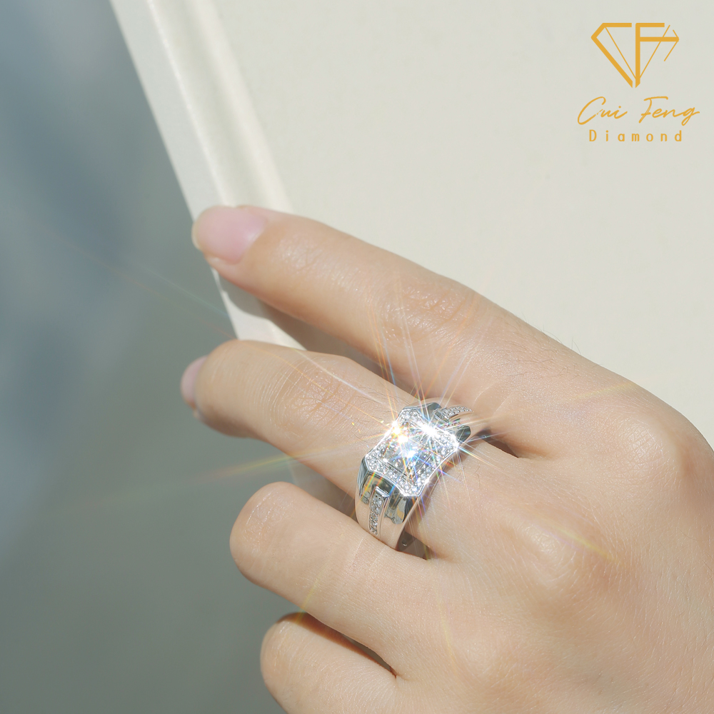 【CF鑽飾】戒指《1克拉男女對戒 奢華G》莫桑鑽 純銀 鑽戒, , large