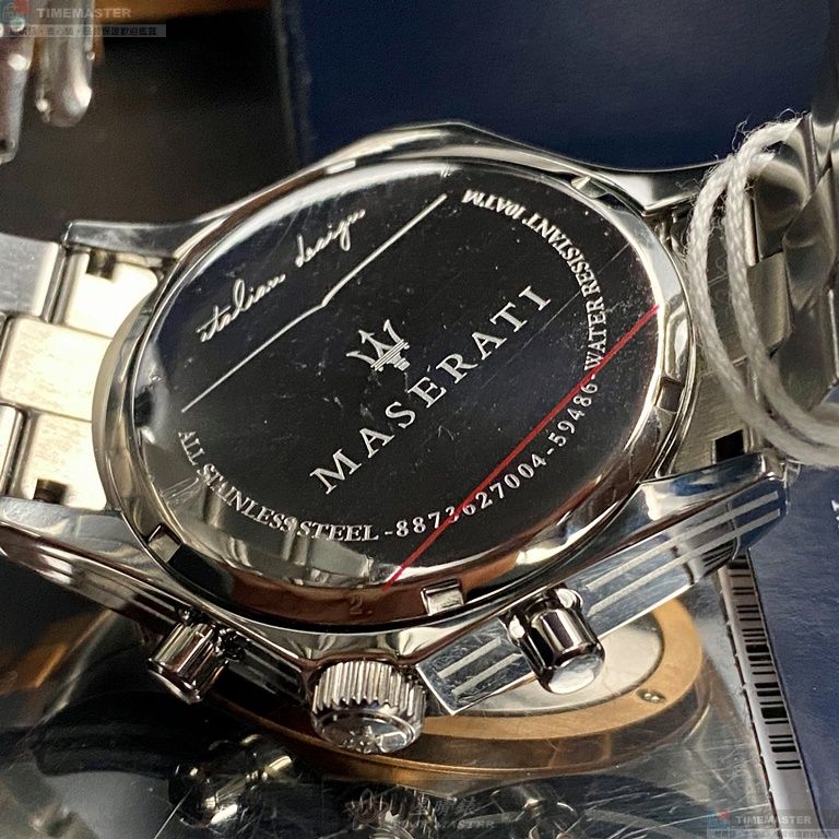 [星晴錶業]MASERATI手錶,46mm,R8873627004黑色錶面玫瑰金錶殼金銀相間精鋼錶帶款, , large