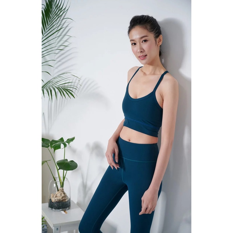 YOGA FLOW Ashly Bra - 交織細帶短版上衣 - 礦物青 Indigo, , large