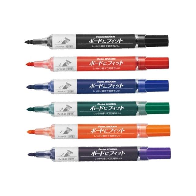 【 Pentel 飛龍 】細~中字彈力後壓白板筆 圓頭 2.3~4.5mm 六色套裝 /組 EMWL5SBF-6