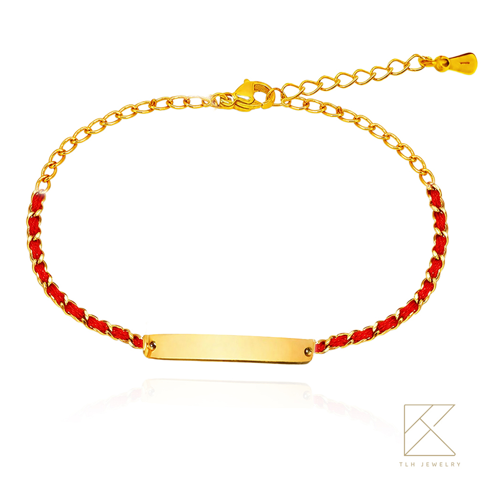 【TLH】黃金紅繩手工編織手鍊 純金999 金愛永繫 約重0.25錢&plusmn;0.03 (純金999 母親節 情人節), , large