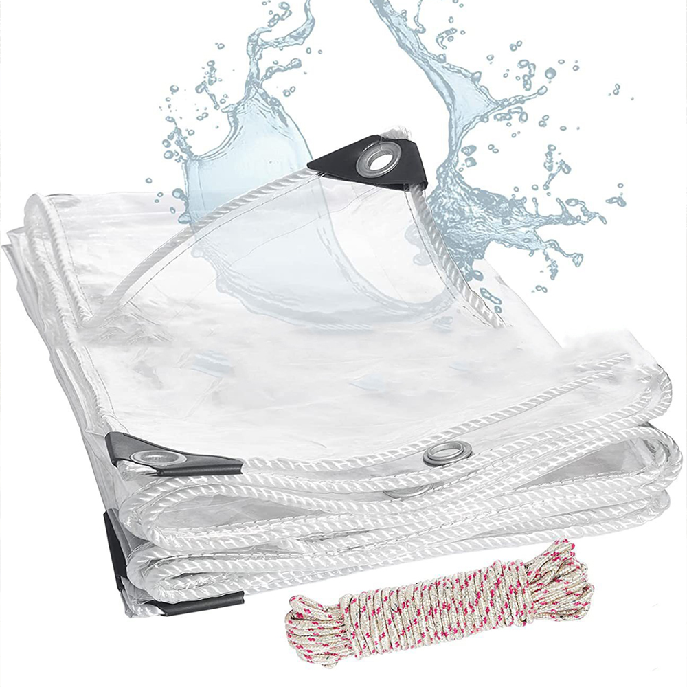 【SV61270】白色透明約180×300cm透明防水布PVC防雨布 戶外雨棚布 陽台樓頂遮雨防水 保護膜 防風擋雨 溫室布 包邊附綁繩, , large