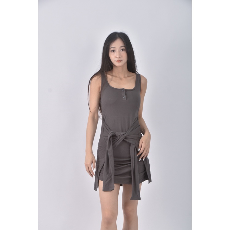 (S) ggaebi韓牌質感無袖綠色洋裝二手衣, , large