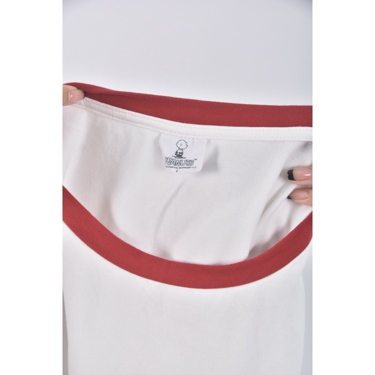 (F) peanuts棉質純棉白色短袖上衣二手衣, , large