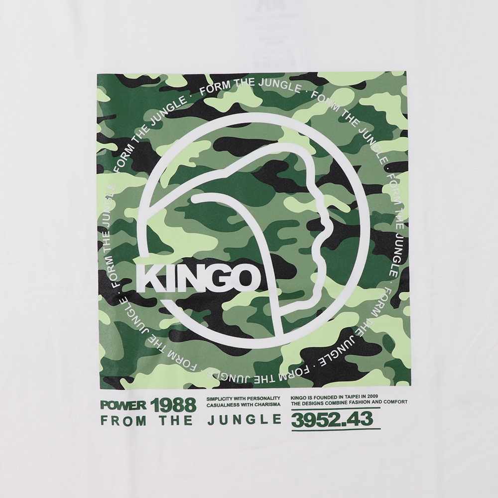 KINGO-大尺碼-男款 圓領T恤-漂白-413111, , large