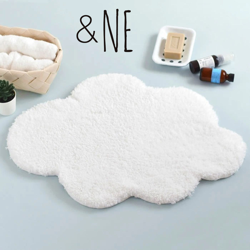 【&NE】Japan-Made Quick-Dry Non-Slip Cloud-Shaped Mat (Cloud-Like Soft Touch) – Cloud White, , large