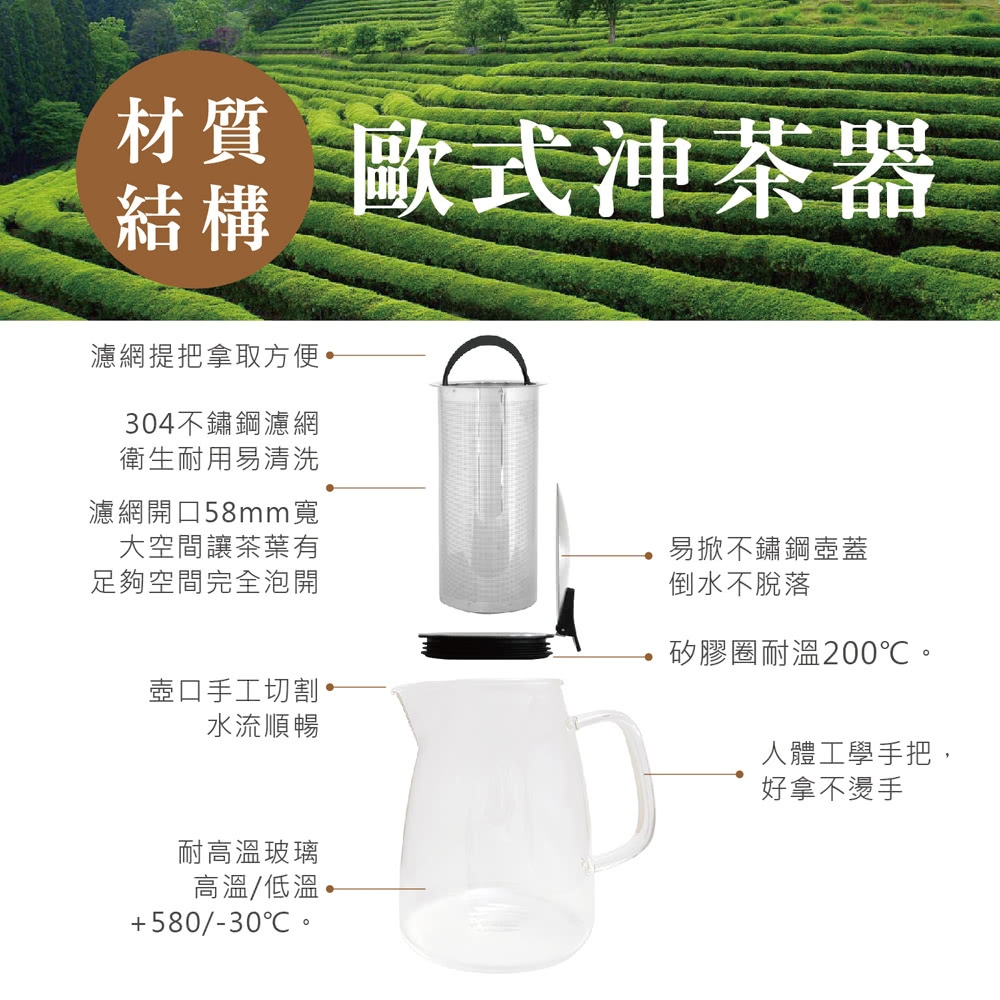 【美國Mother Goose鵝媽媽】 580度超耐高溫大容量玻璃歐式沖茶壺800ml 沖泡茶壺 泡茶壺, , large