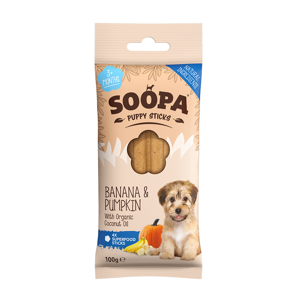 【倆寶貝精品館】Soopa舒趴 生機狗點心潔牙棒系列(幼犬)－香蕉南瓜100gｘ2入, , large
