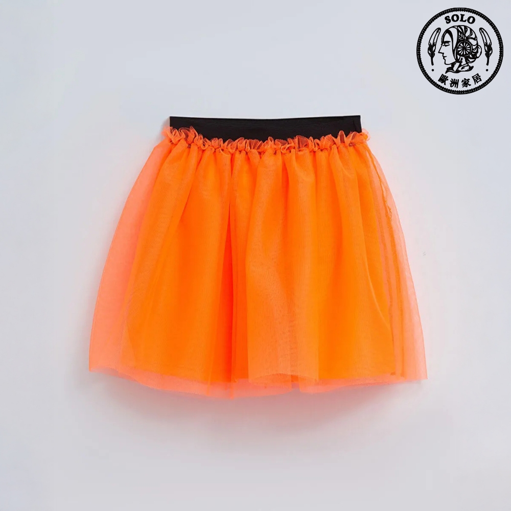 【SOLO Vintage】LCW Girls Orange Tulle Skirt Made in Turkey 3-4y , , large