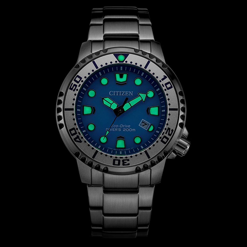 CITIZEN 星辰 PROMASTER MARINE 冰川藍 光動能200米潛水錶 BN0165-55L, , large