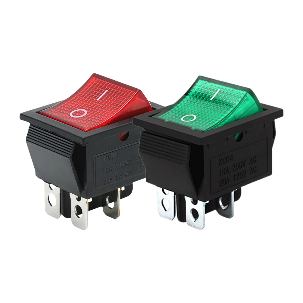 KCD4船型電源開關四腳兩檔30A-紅色, , large