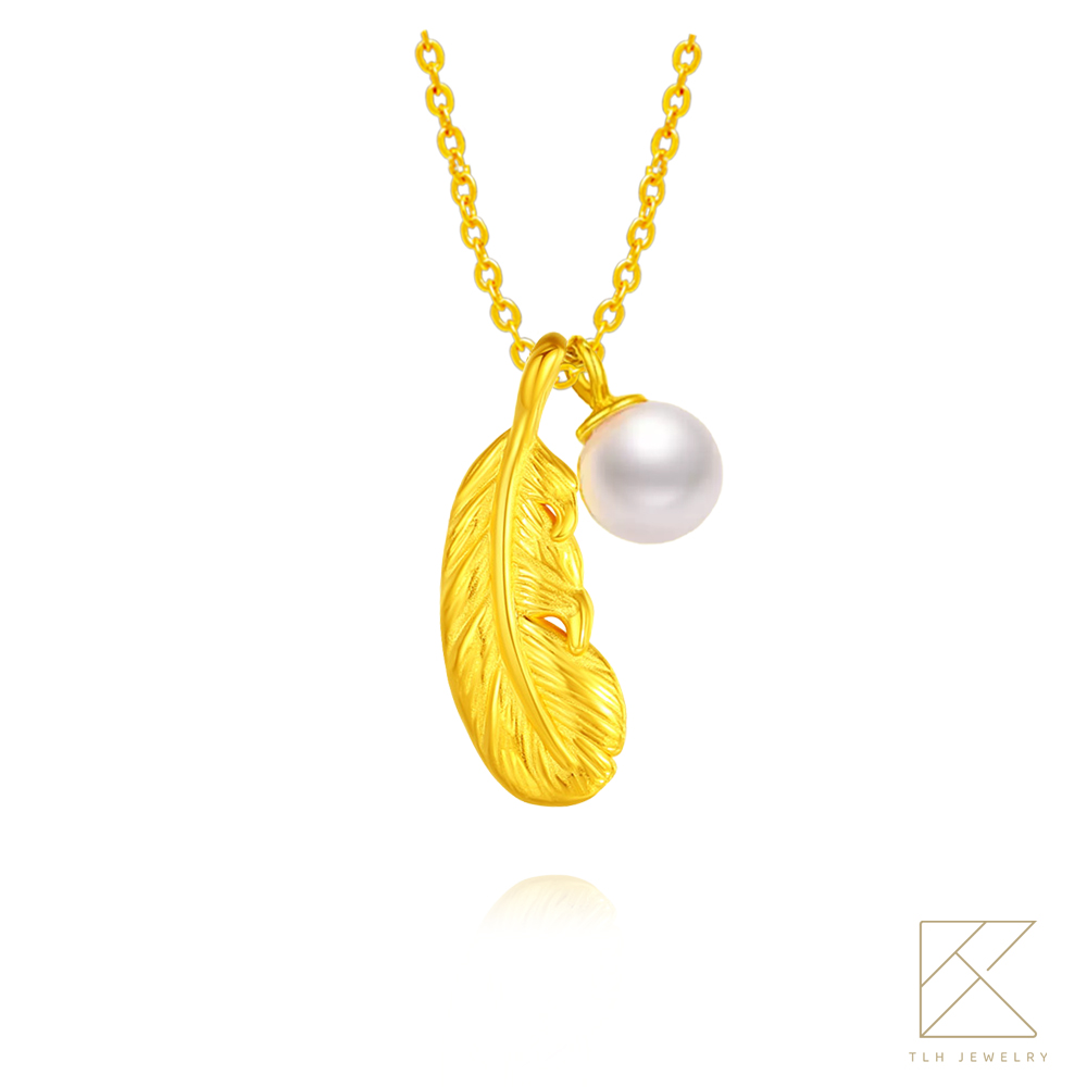 【TLH】黃金墜項鍊 純金999多選 月光珍語 約重0.02錢&plusmn;0.01, , large