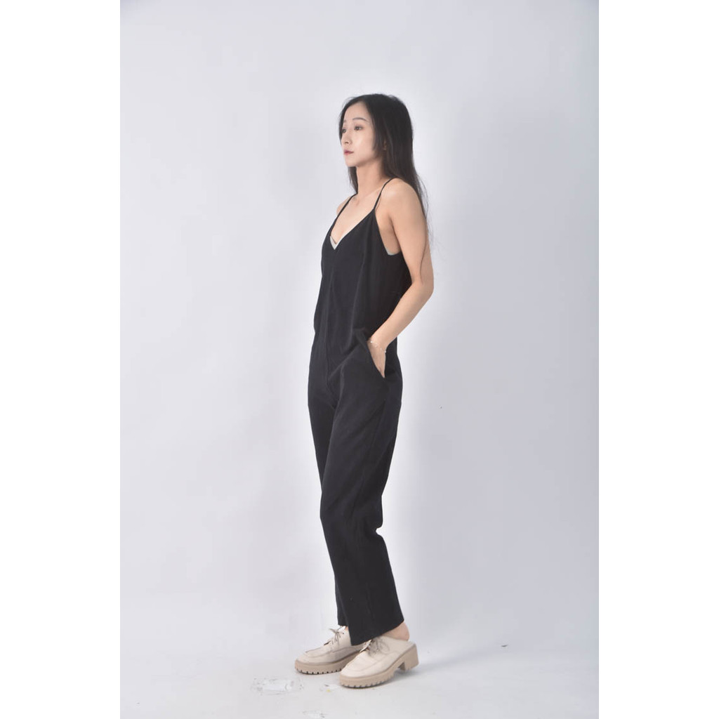 (2XL) 高腰黑色連身裝二手衣, , large