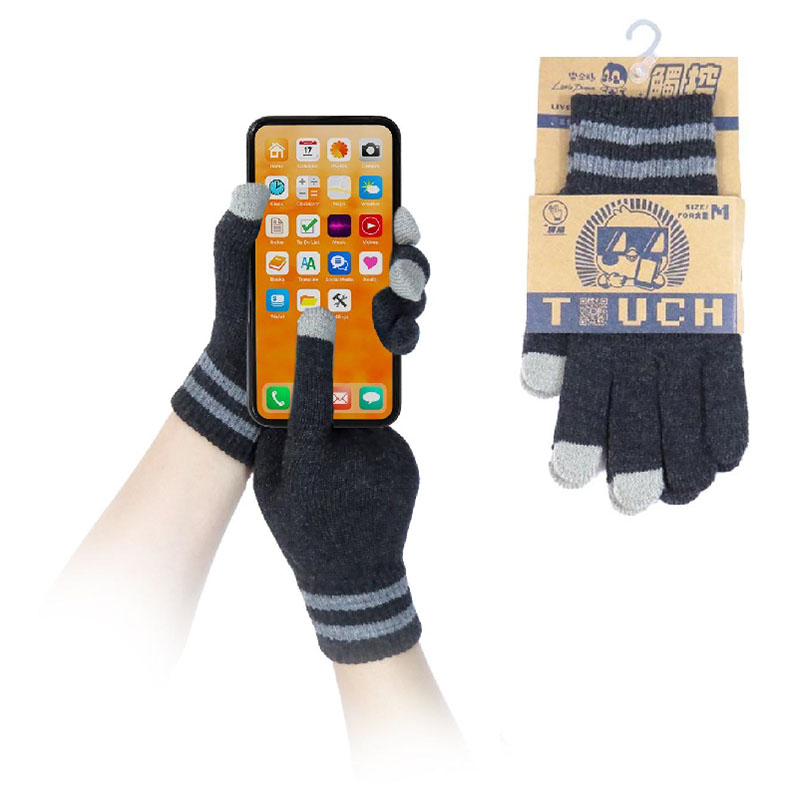 童樂企鵝保暖觸控手套-鐵灰M