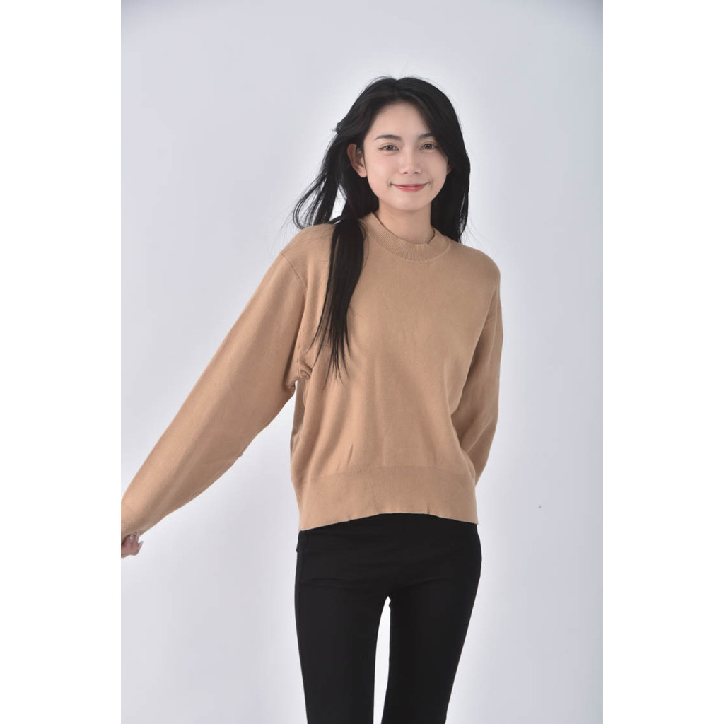 (XL) uniqlo質感棉質純棉杏色長袖上衣二手衣, , large