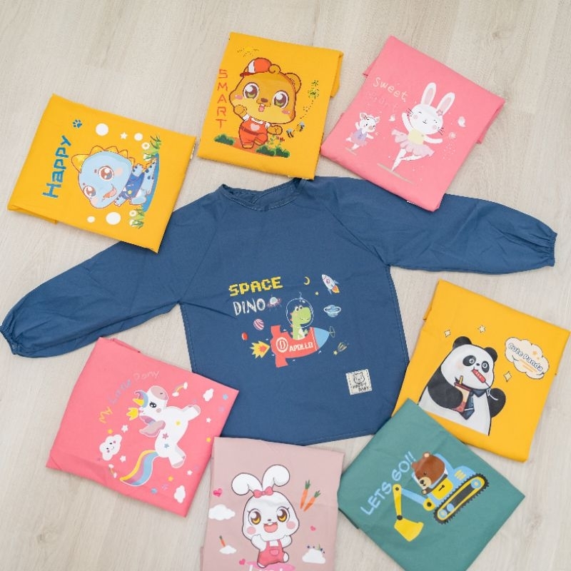 [Kaimei Cotton Industry] 2 entries into the group, random and excellent children's long-sleeved waterproof bibs, children's reverse dressing, painting clothes, blouses, blouses, waterproof clothes, waterproof bibs, long-sleeved waterproof clothes, , large