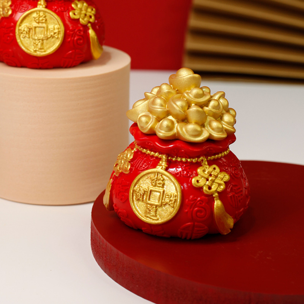 New Year Decoration &ndash; 3D Lucky Money Bag with Lid &ndash; Bring in Wealth and Fortune &ndash; Can Fill with Rice, Candy, or Money &ndash; Perfect for Store Opening Gift or Housewarming, , large