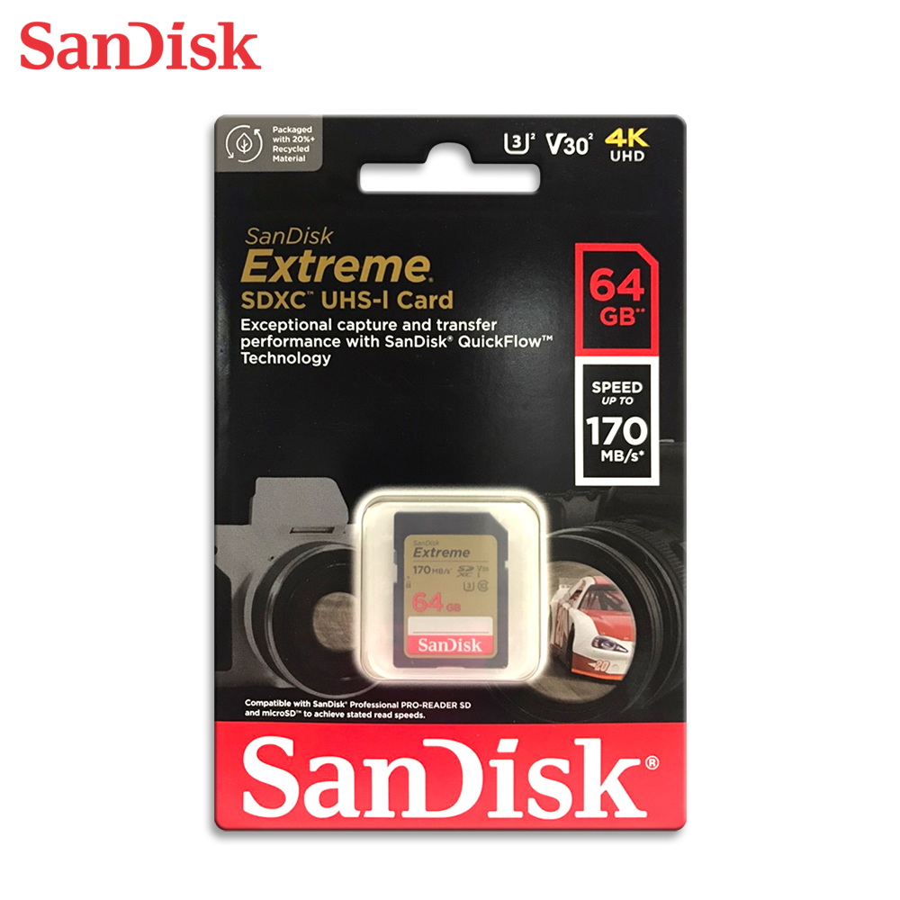 【SanDisk】Extreme 64G SDXC V30 C10 UHS-I U3 記憶卡, , large