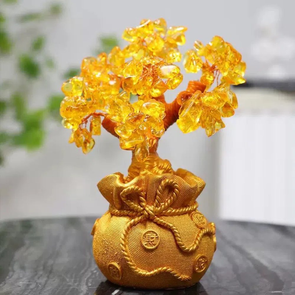 【A&R】招財黃水晶樹 聚寶盆 黃金萬兩大福袋款 附旋轉底座, , large